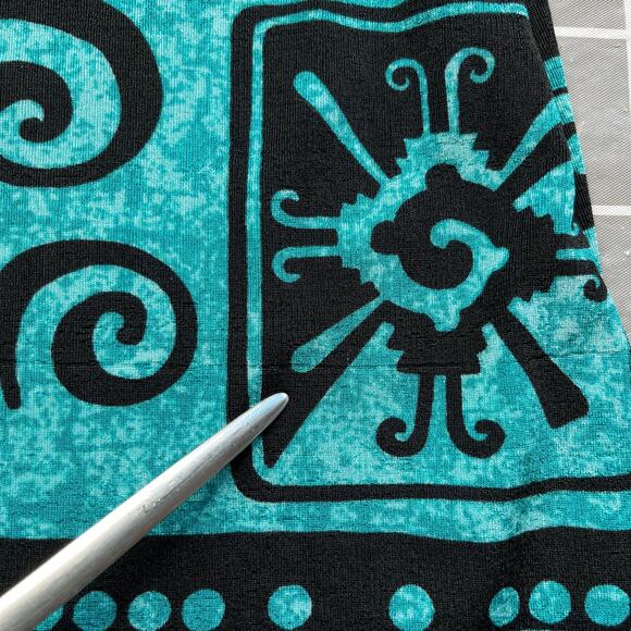 Jostar Aqua Black Aztec Tribal Pullover Short Sleeve Midi T-Shirt Dress Small - Picture 15 of 15